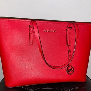 Authentic New Red Leather MK Large Laptop Tote